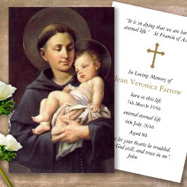 Sympatiskort för den katolska St Anthony Prayer Visitkort