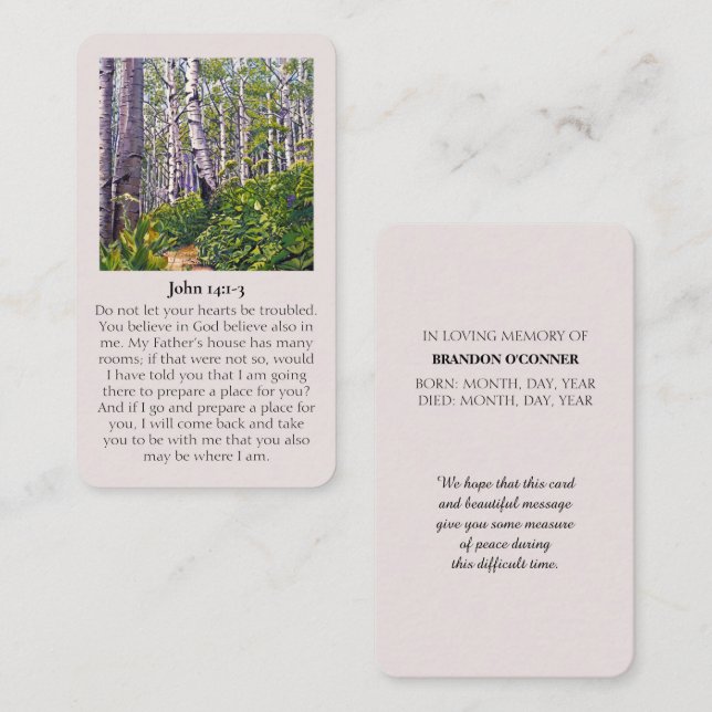 Sympatiskort för John 14:1-3-Anpassade Visitkort (Fram/baksida)