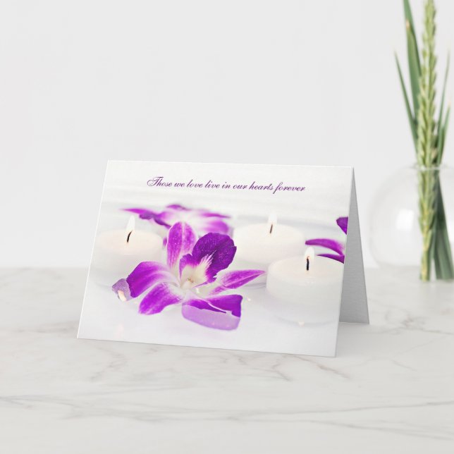 Sympatiskort för rosa Orchids och Candles Kort (Framsida)