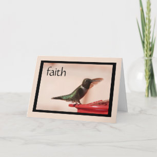 Sympatiskort: Hummingbird w verse on Faith Card Kort