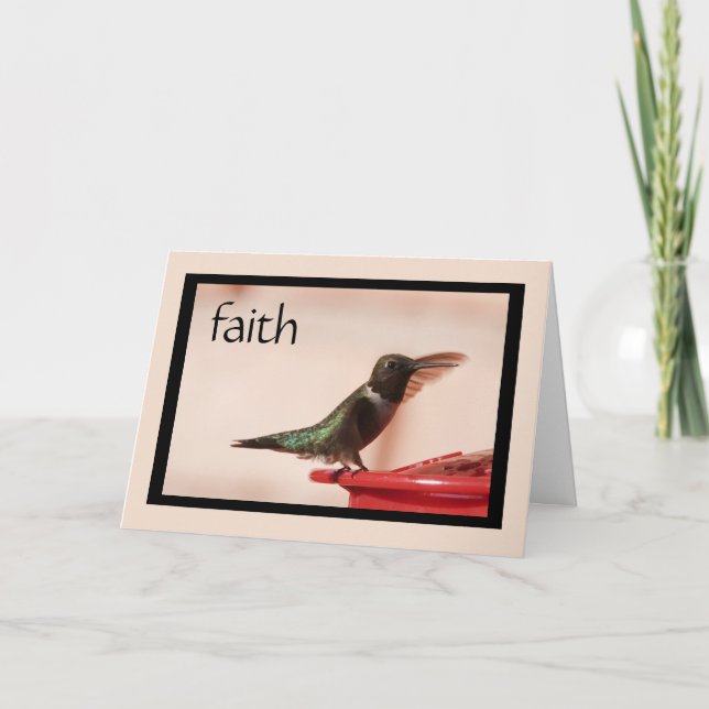 Sympatiskort: Hummingbird w verse on Faith Card Kort (Framsida)