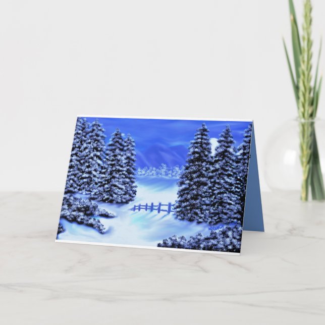 Sympatiskort i blått bergscen blått inuti kort (Framsida)