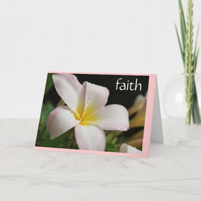 Sympatiskort: Plumeria w Scripture verse on Faith Kort (Framsida)