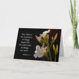 Sympatiskort, vita blommor, bibelvern på tro kort
