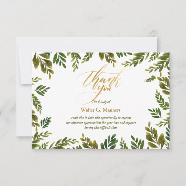 Sympatkort för botaniskt Tack (Framsida)