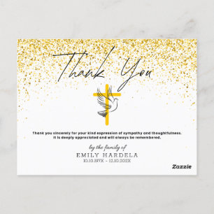 Symphaty Funeral Tack you Card - Faux Glitter Vykort