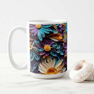 Symphony för blommigt: Papper konst med fyra bokst Kaffemugg