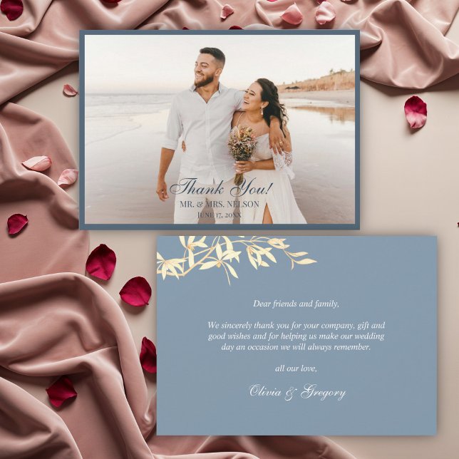 Symphony för tidslös Blommigt i blå Tack Inbjudningar (Skapare uppladdad)