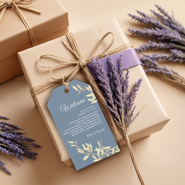 Symphony för tidslös Blommigt i Blue Bröllop Presentetikett (Skapare uppladdad)