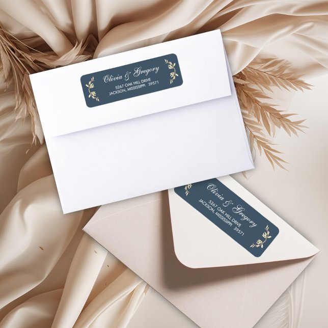 Symphony för tidslös Blommigt i Blue Bröllop Returadress Etikett (Skapare uppladdad)