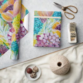 Symphony Hydrangea Poppy Blommigt Wrapping Papper Presentpapper