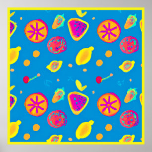 Symphony med färglöst neon Fruits Mönster Poster