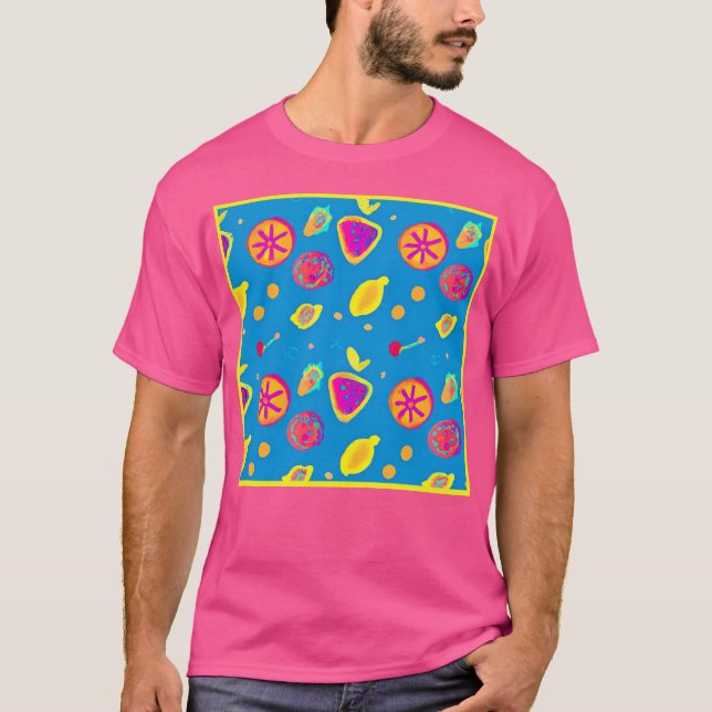 Symphony med färglöst neon Fruits Mönster T Shirt (Framsida)