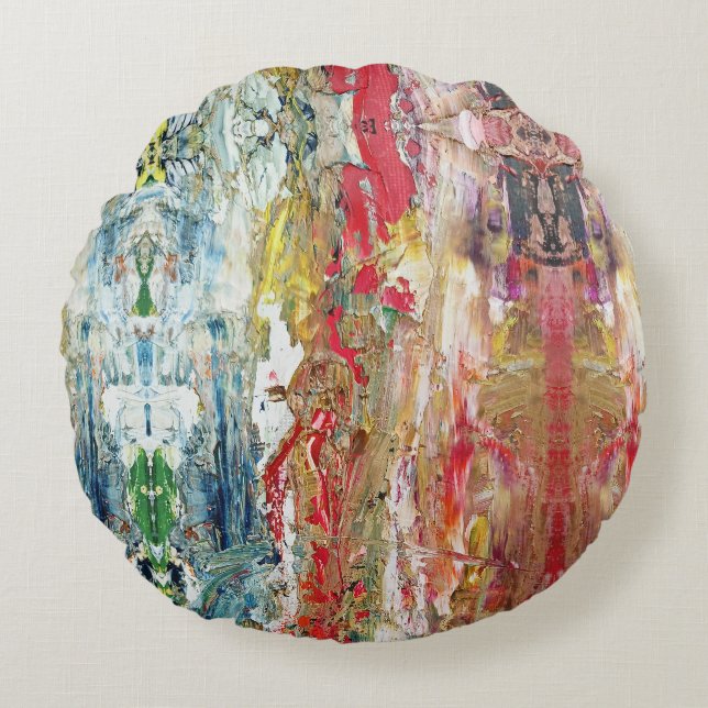 Symphony of Chaos - Abstrakt Real Artists Palette Rund Kudde (Framsidan)