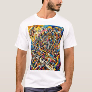 Symphony of Färg: Abstrakt Musical Art T Shirt