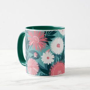 Symphony på kraftig rosa och vit Blommigt Mugg