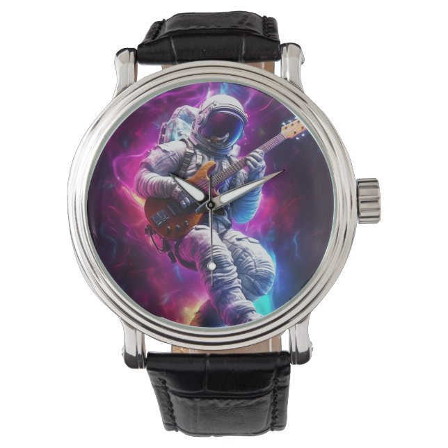Symphony på tomen | Neon Cyberpunk Astronaut Armbandsur (Framsida)
