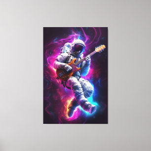 Symphony på tomen   Neon Cyberpunk Astronaut Canvastryck