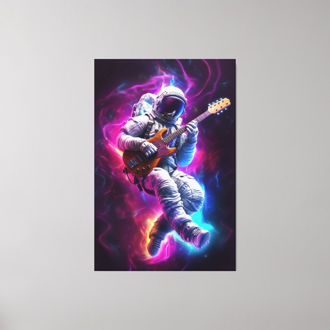 Symphony på tomen | Neon Cyberpunk Astronaut Canvastryck (Framsida)