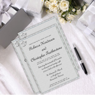 Symphony silver Klockor: Elegant bröllop Inbjudningar