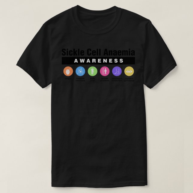 Symtom på medvetandegörande om sicklecellsfunktion t shirt (Design framsida)