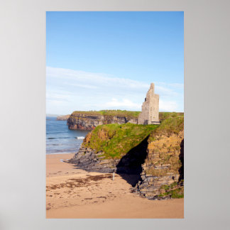 syn på slottstranden och klippor i Ballybunion Poster
