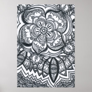 Synad blommaMandalaaffisch Poster