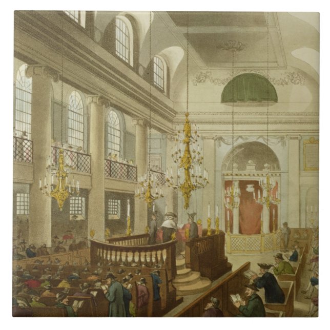 Synagoga hertigställe, Houndsditch, från Ackerman Kakelplatta (Framsidan)