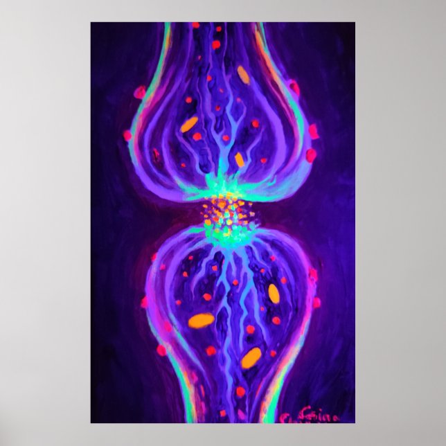 Synapse med neurotransmittorer poster (Framsidan)