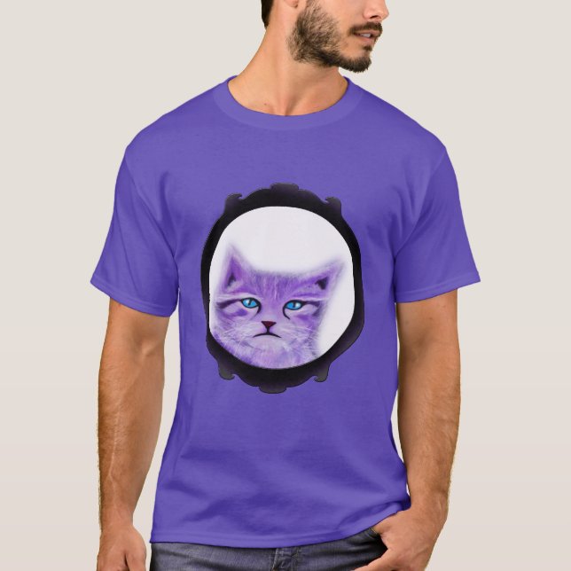 Synar den beställnings- lilor målade katten med t shirt (Framsida)