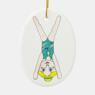 Synchronized Swimming Blue Synchro Swimmer Girl Julgransprydnad Keramik