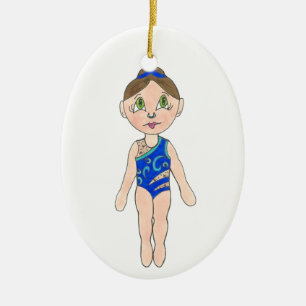 Synchronized Swimming Blue Synchro Swimmer Girl Julgransprydnad Keramik