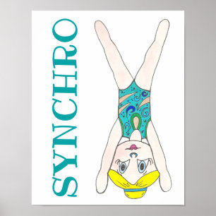 Synchronized Swimming Blue Synchro Swimmer Girl Poster