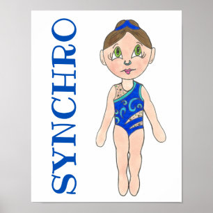 Synchronized Swimming Blue Synchro Swimmer Girl Poster