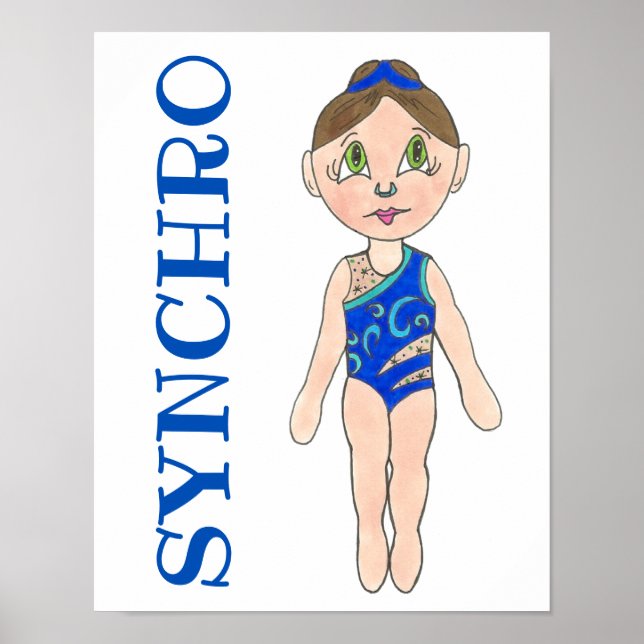 Synchronized Swimming Blue Synchro Swimmer Girl Poster (Framsidan)