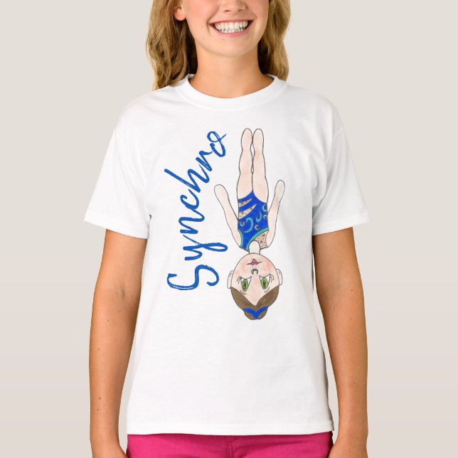 Synchronized Swimming Blue Synchro Swimmer Girl T Shirt (Framsida)