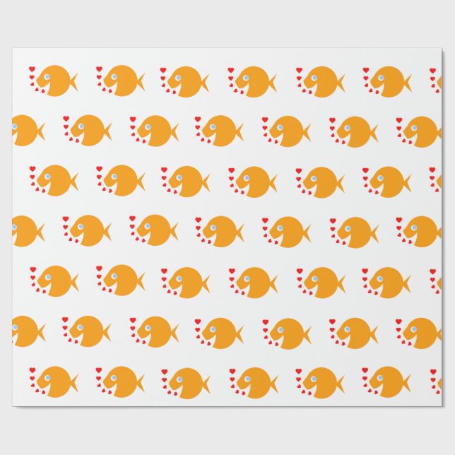 Synchronized Swimming Cute Tecknad Goldfish Presentpapper (Platt)