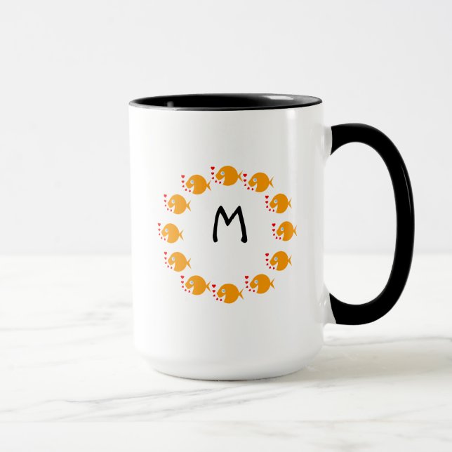Synchronized Swimming Goldfish Cute Monogrammed Mugg (Höger)