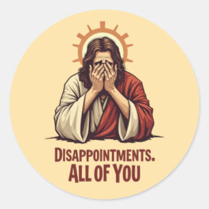 Synd på er alla - Lustigt Jesus Facepalm Runt Klistermärke