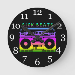 Syndabatter 80:s stereo rund klocka