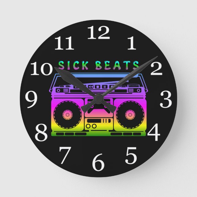 Syndabatter 80:s stereo rund klocka (Framsida)