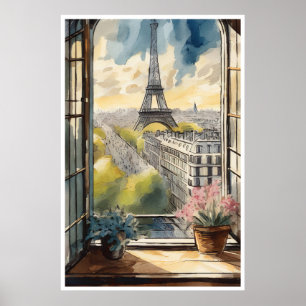 Synen från Paris, Eiffel Torn och Louvre Poster