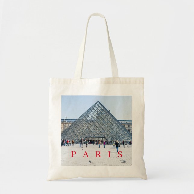 Synen från Paris Louvre Pyramid till väskan Tygkasse (Framsidan)