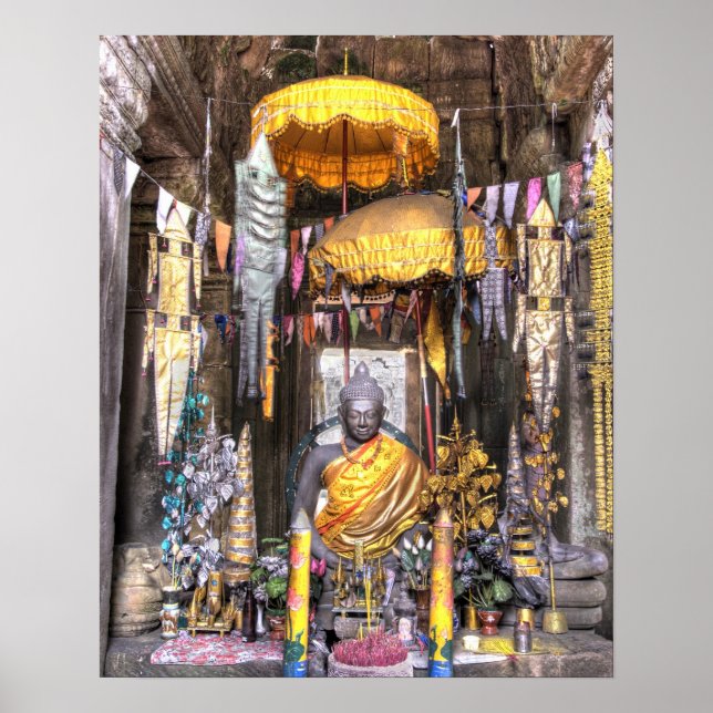 Synen på altarområdet inuti buddistiskt tempel. poster (Framsidan)
