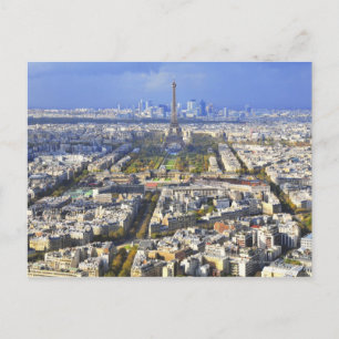 Synen på Paris med Eiffel Torn och La Defense Vykort