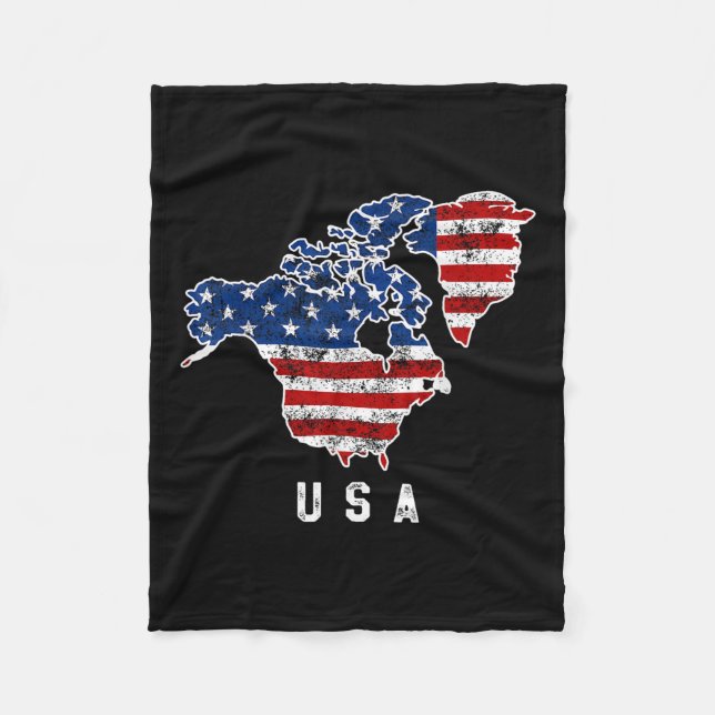 Synen på USA Karta med Kanada och Fleecefilt (Framsidan)