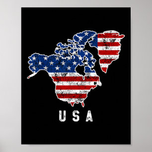 Synen på USA Karta med Kanada och Poster