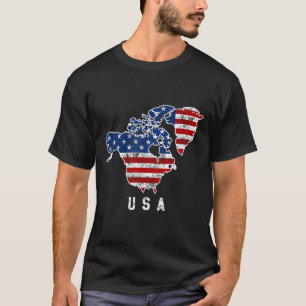 Synen på USA Karta med Kanada och T Shirt
