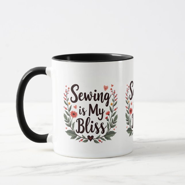 Syning är min Bliss Blommigt Typografi Mugg (Vänster)