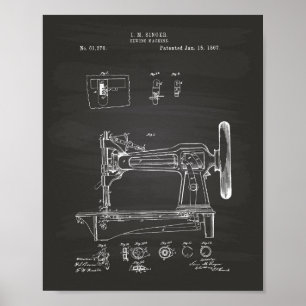 Syning av Maskin 1867 Patent Art Chalkboard Poster